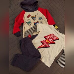 3 Piece Kids Superhero Hoodie and Shirt Set